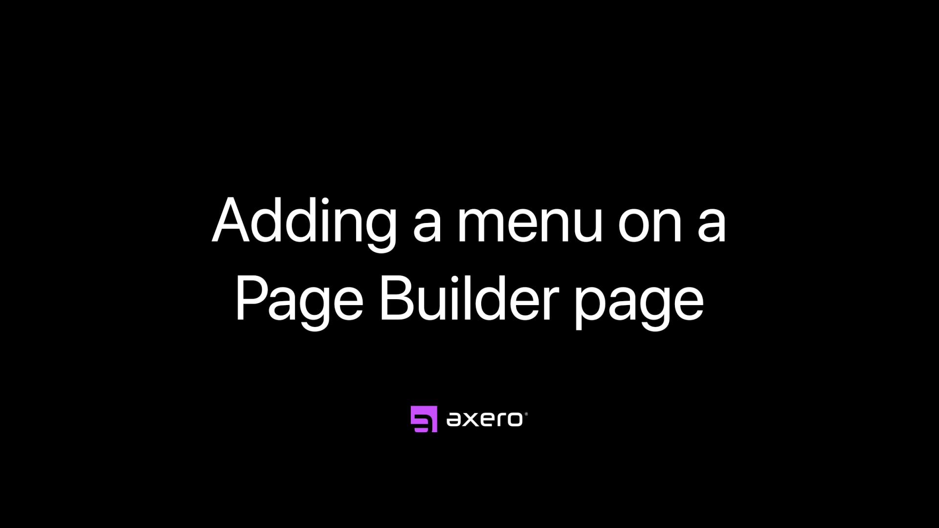 Adding a menu to a Page Builder page