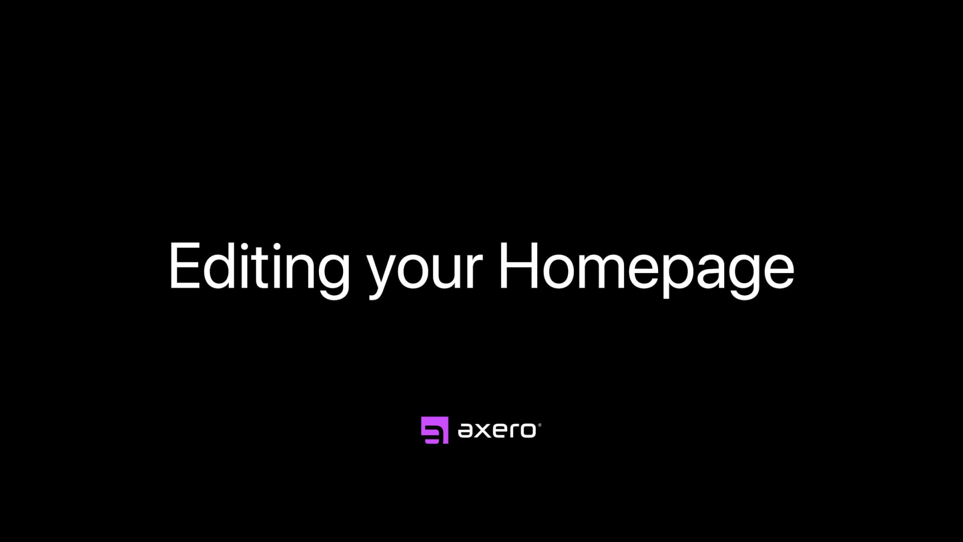 Editing your Homepage