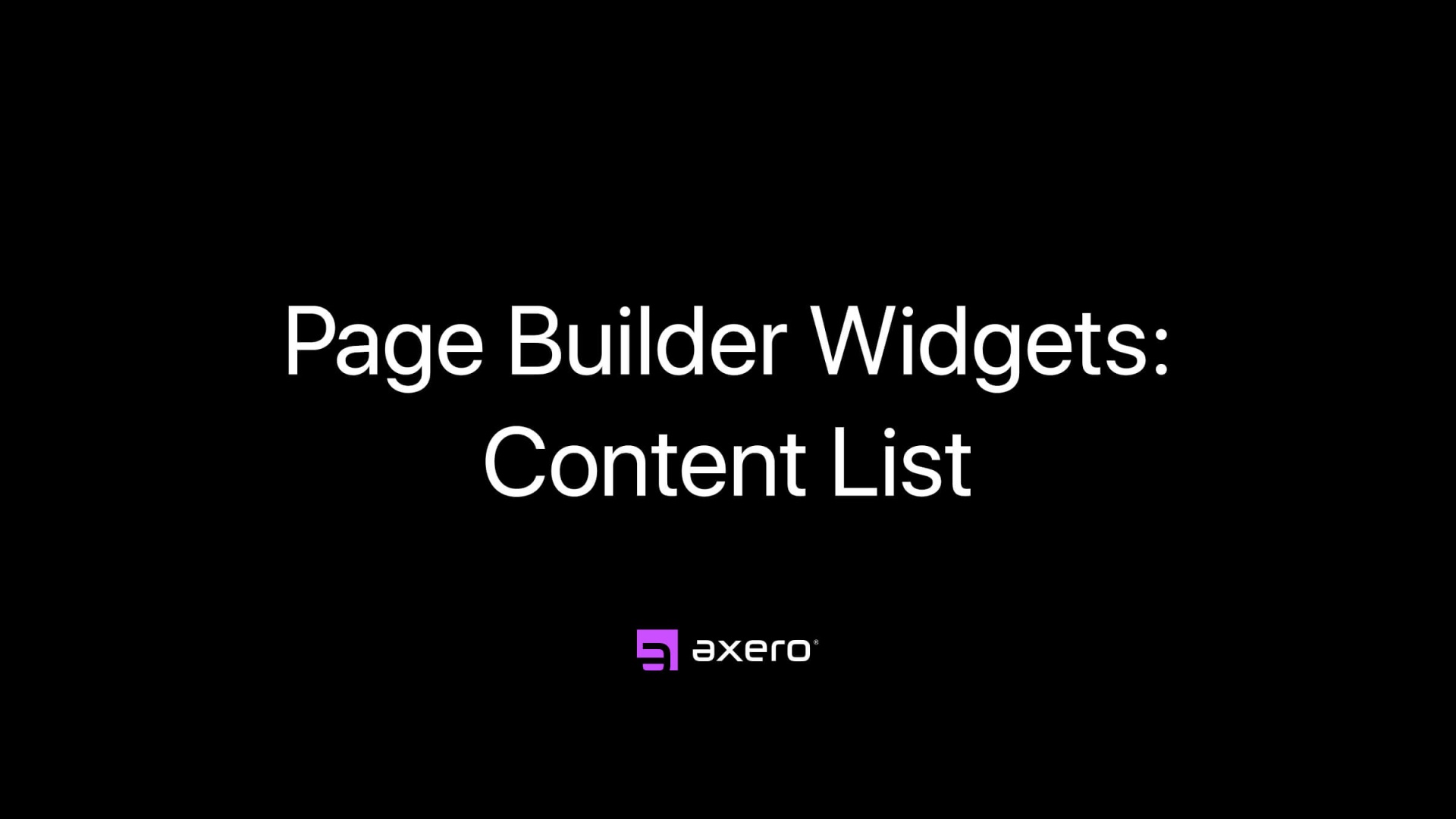 Page Builder Widgets: Content List