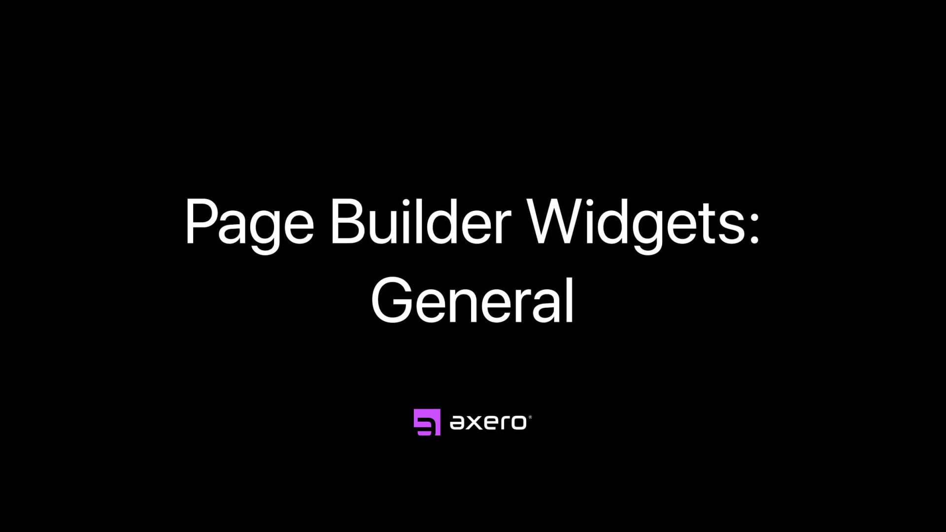 Page Builder Widgets: General
