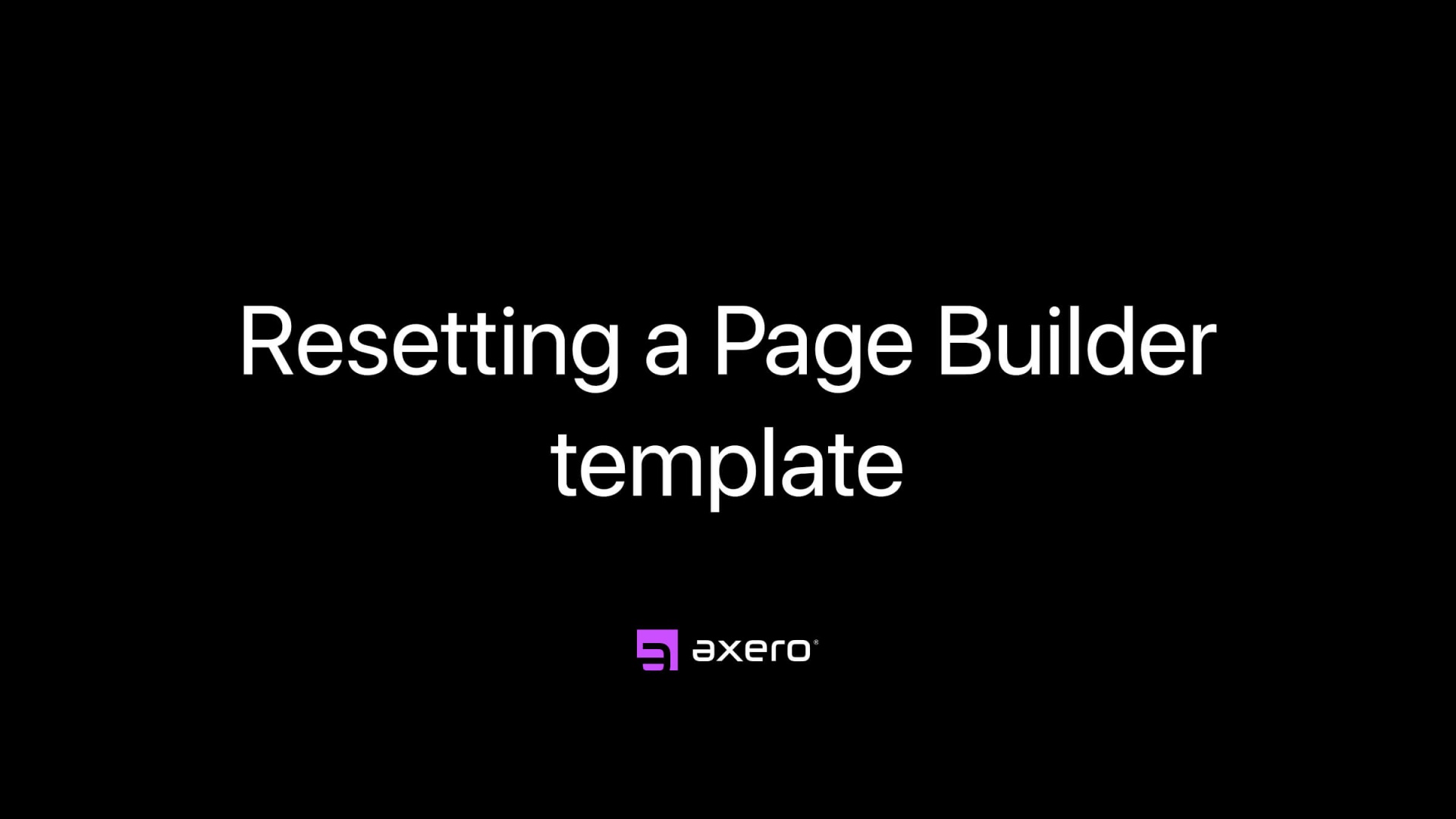 Resetting a Page Builder template